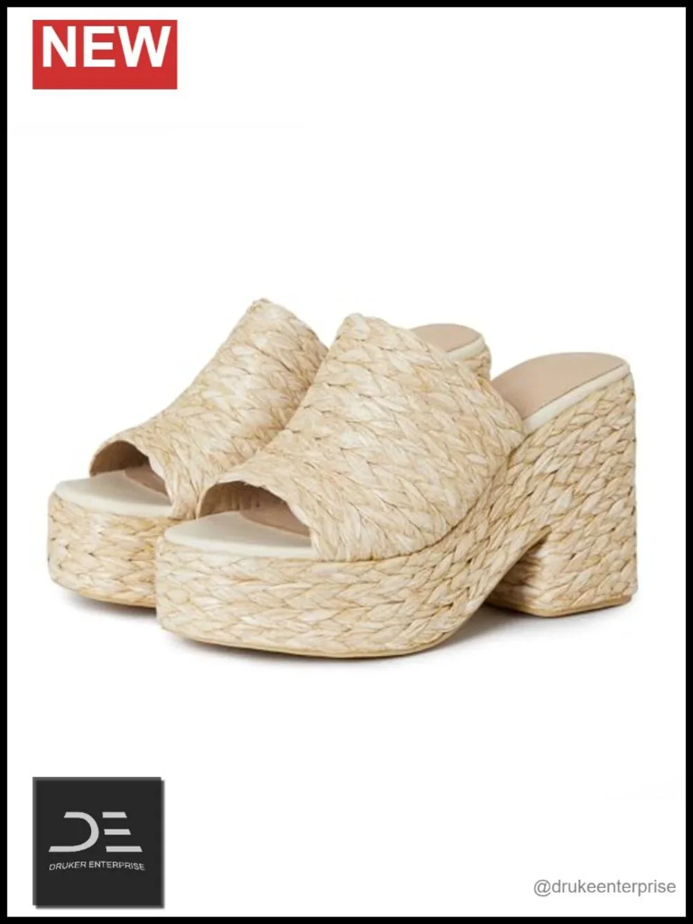 Women Espadrilles Wedge Sandals Raffia Woven Platform Slide Heels Summer Boho
